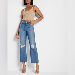 Express 90s Ankle Boot Mid Rise Jeans Medium Wash Ripped Size 0/R